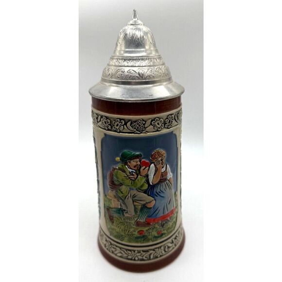 Vintage Handarbeit Staffel Stoneware Lidded‎ Beer STEIN West Germany - Picture 4 of 8